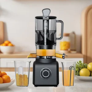 5.3″ Extra Large Feed Chute Cold Press Orange Juicer Machine 300W High Juice Yield Slow Masticating Juicer Easy Clean for Whole