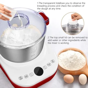 5.3QT Versatile Dough Maker Mixer Fermentation Proofing 304 Stainless Steel Bowl Removable Lid Touch Control Digital Display