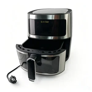 5.5 Liter Electric Air Fryer Oven 1350 Watt Stainless Steel Dual Voltage 8 Preset Cooking Modes Mechanic Timer Overheat