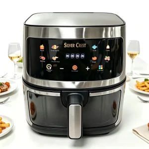 5.5-Liter Electric Air Fryer Oven 1350-Watt Stainless Steel Manual Control 8 Preset Modes Dual Voltage Healthy Oil-Free Overheat