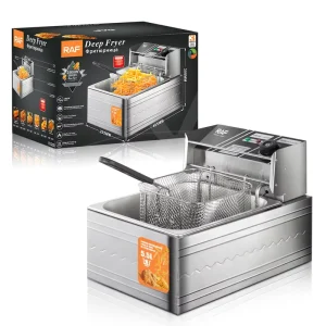 5.5L Electric Deep Fryer with Stainless Steel Non Stick Coating and Overheat Protection for Home and Commercial Use