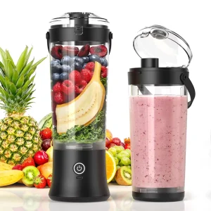 500ML Battery Powered Portable Blender USB C Rechargeable & Self Cleaning Quiet Mini Travel Blender with Ice Crushing & BPA Free