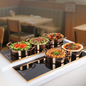 500W Electric Glass Food Warming Tray Plate Home Kitchen Usage Adjustable Temperature Energy Saving Warm Keeper