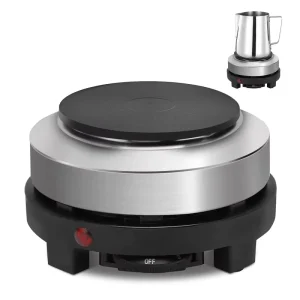 500W Portable Electric Hot Plate Camping Stove, Low Watt Single Burner for Milk, Water, Coffee Heating