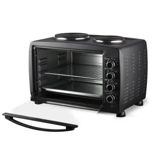 55L 2 in 1 Hot Plate Kitchen Portable Small Oven for Baking Electric Microwave Oven with Visual Glass Door