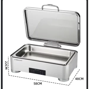 580*480*220mm Smart Water Free Commercial 13.5L 304 Stainless Steel Electric Hot Plate Buffet Stove 100W-300W Variable Power