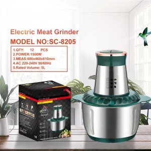 5L Electric Stainless Steel Food Processor Home Kitchen Meat Grinder Vegetable Restaurant Copper Plastic Glass Aluminium 6L