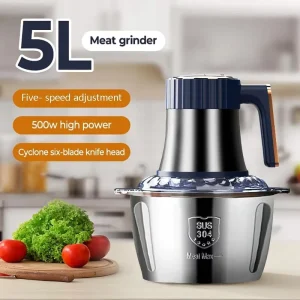 5L Household Stainless Steel Meat Grinder Multi Function Food Choppers Meat Grinder and Mixer Baby Food Makers Blender