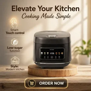 5L Rice Cooker with Inner Stainless Steel Pot Smart Digital Rice Cooker Large Capacity Smart Touchscreen Panel Rice Cooker