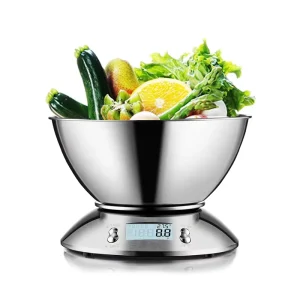 5kg Stainless Steel Digital Battery Powered Electronic Kitchen Scale with Lid Detachable Bowl
