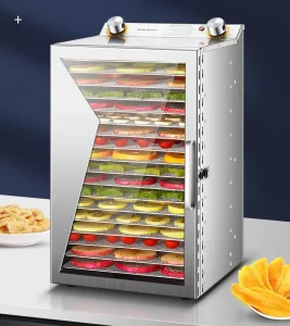 6 18 Trays Stainless Food Dehydrator with LED Light Indicator 35 90℃ Adjustable Thickness 1 15mm