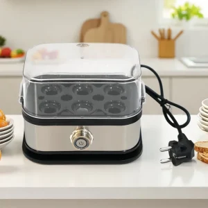 6 Egg Capacity Stainless Steel Mini Portable Egg Boiler with Multifunctional Anti Drying Cooking Function