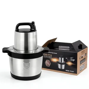 6 L Large Capacity 2 Speeds 1200W Energy Efficient Stainless Steel Household Commercial Electric Meat Grinder Food Mincer