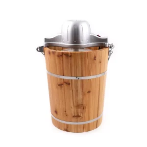 6 QT 120 V Power Saving Wooden Bucket Easy Operation Frozen Fruit Yogurt Sorbets Ice Cream Maker