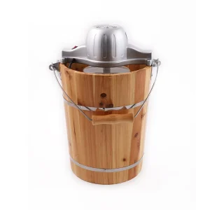6 QT Easy Cleaning Wood Bucket Homemade Fruit Yogurt Soft Ice Cream Maker Machine