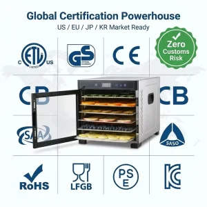 6 Tray Stainless Steel Food Dehydrator with Digital Control Electric Fruit Vegetable Jerky Dryer OEM ODM Supported
