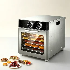6 Tray Stainless Steel Food Dehydrator with Digital Knob Control for Fruit Vegetable Meat Drying