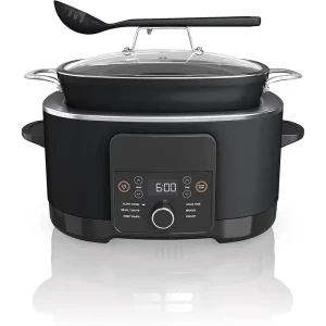 6-in-1 8.5 Quarts Multi-Cooker Waterproof Electric Dutch Oven Slow Cooker Non-Stick Glass Lid Integrated Spoon Household