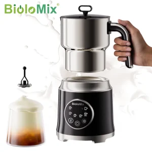 6-in-1 Automatic Electric Milk Frother 1.2L Hot and Cold Milk Foam Maker Detachable Coffee Steamer Mixer for Latte and Cappuccino