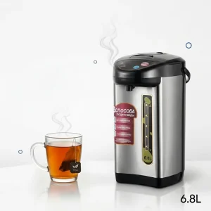 6.8L Electric Thermo Pot Stainless Steel Hot Water Dispenser 3 Way Dispensing Air Pot Kettle with Reboil and Keep Warm Function