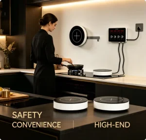 6000W Detachable Ceramic 4 Zone Induction Cooker Touch Knob Dual Control Portable Outdoor Household Electric Cooking Hob