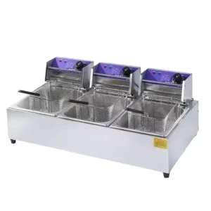 6000W Double Pot Household Grade Electric Deep Fryer CE Certification Stainless Steel Adjustable Thermostat Control