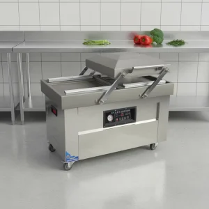 600PD Electric Semi Automatic Dual Chamber Vacuum Sealer Commercial Central Kitchen Chemical Packing Machine Simple Operation