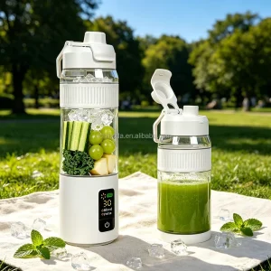 600ml Portable Juicer Blender Dual Mode Pulse Blend 304 Steel Double Sided Blade USB Rechargeable Fruit Vegetable Mixer