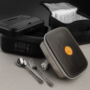 60W Automatic Stainless Steel Portable Electric Lunch Box Dual Use for Car Home Household Removable Container Fast Heating Food