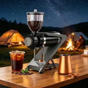 60mm Flat Burr Electric Coffee Grinder 1 18 Adjustable Settings Large Hopper Anti Static Dosing Cup Home Espresso
