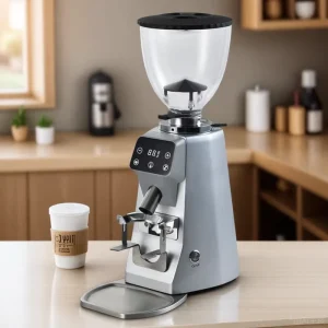 64mm Flat Burr Commercial Coffee Grinder 100 Settings for Espresso & Turkish Coffee 350W DC Moto