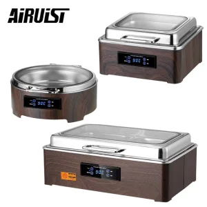 6L 9L Electric Hot Pot with Wood Grain Stainless Steel Remote Control Buffet Warmer Warming Holding Equipment
