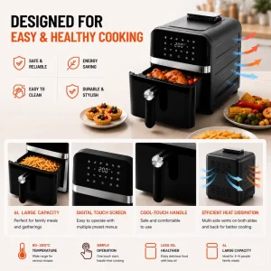 6L 9L Full Metal Steam Air Fryer Oven Stainless Steel Oil Free Digital Multifunction Air Fryer for Household Kitchen