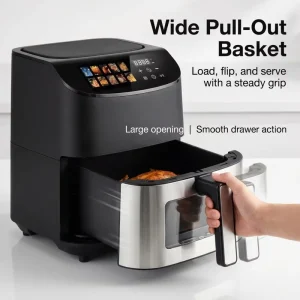 6L Modern Stainless Steel Air Fryer Large Capacity Electric Oven Touch Screen Control Multifunctional for Household Hotel Use