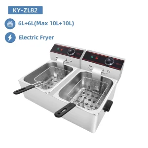 6L+6L Double Tank Electric Deep Fryer Stainless Steel Double Basket