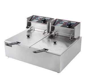 6L+6L Hot Dog Deep Fryer Commercial Open Fryer Fried Chicken Electric Chips Deep Oil Fryer
