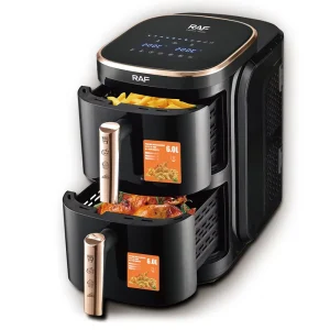 6L+6L Three-dimensional Double-layer Design Air Fryer Home Flip-free Multi-function Pan Electric Oven Stainless Steel