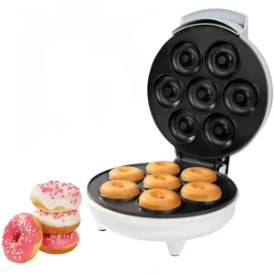 7-Cavity Mini Donuts Maker Machine Quick Baking Non-Stick Coating Fun DIY Snacks for Family & Kids