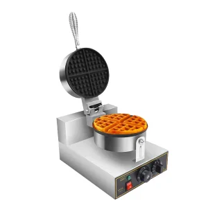 7” Diameter Electric Non stick Single Belgian Waffle Maker Snack Food Machine with Timer and Temperature Control