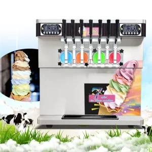 7 Flavor Continuous Soft Serve Ice Cream Machine Fully Automatic Commercial Milk Ice Cream Making Machine Tabletop