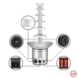 7 Layer Commercial Stainless Steel Chocolate Fountain Machine Automatic Heating Constant Temperature for Wedding Parties Buffet