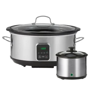 7 Quart Programmable Slow Cooker with Dipper Stainless Steel Surface Digital Control for Warm Rice Sous Vide Stew Soup