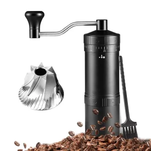 7 Star Conical Burr Manual Espresso Coffee Grinder Hand Crank Stainless Steel Metal Mill with External Setting