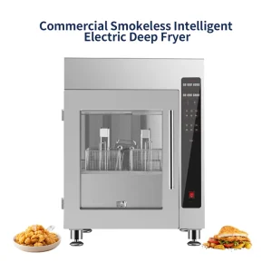 7.5L*2 Commercial Electric Deep Fryer French Fries Auto Lifting Smokeless Closed Box Design Oil Broaster Fryer 2 Tank 2 Baskets