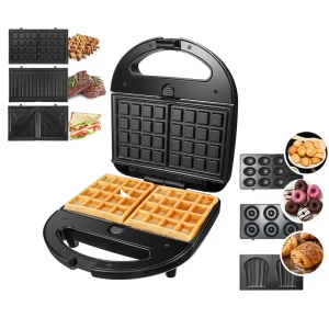 750W 6 in 1 Detachable Electric Press Vertical Contact Non Stick Breakfast Bread Waffle Sandwich Maker