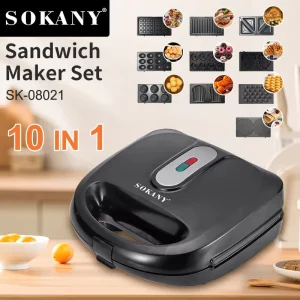 750w Breakfast Hot Press Multifunction 10 in 1 Detachable Electric Mini Sandwich Waffle Maker Kit