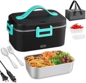 75W Electric Lunch Box Food Heater 1.8L Large Capacity Heated Lunch Box Suitable for Adult/work/car/office,3 in 1 Lunch Box