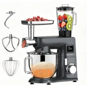 7L Large Capacity Dough Mixer 1800W Die-cast Aluminum Shell 304 Wire Whisk Juicer Cup Splash Cover Russian Panel CE VDE Plug
