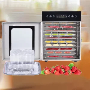 8/10/12 Layers Electric Food Dehydrator Stainless Steel Smart Control 360 Cycle Heating Large Capacity Bulk Drying