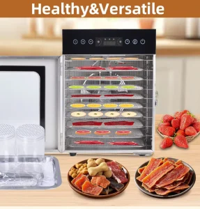 8/10/12 Layers Smart Control Multifunction Food Dehydrator 30-90C Temperature Range Stainless Steel